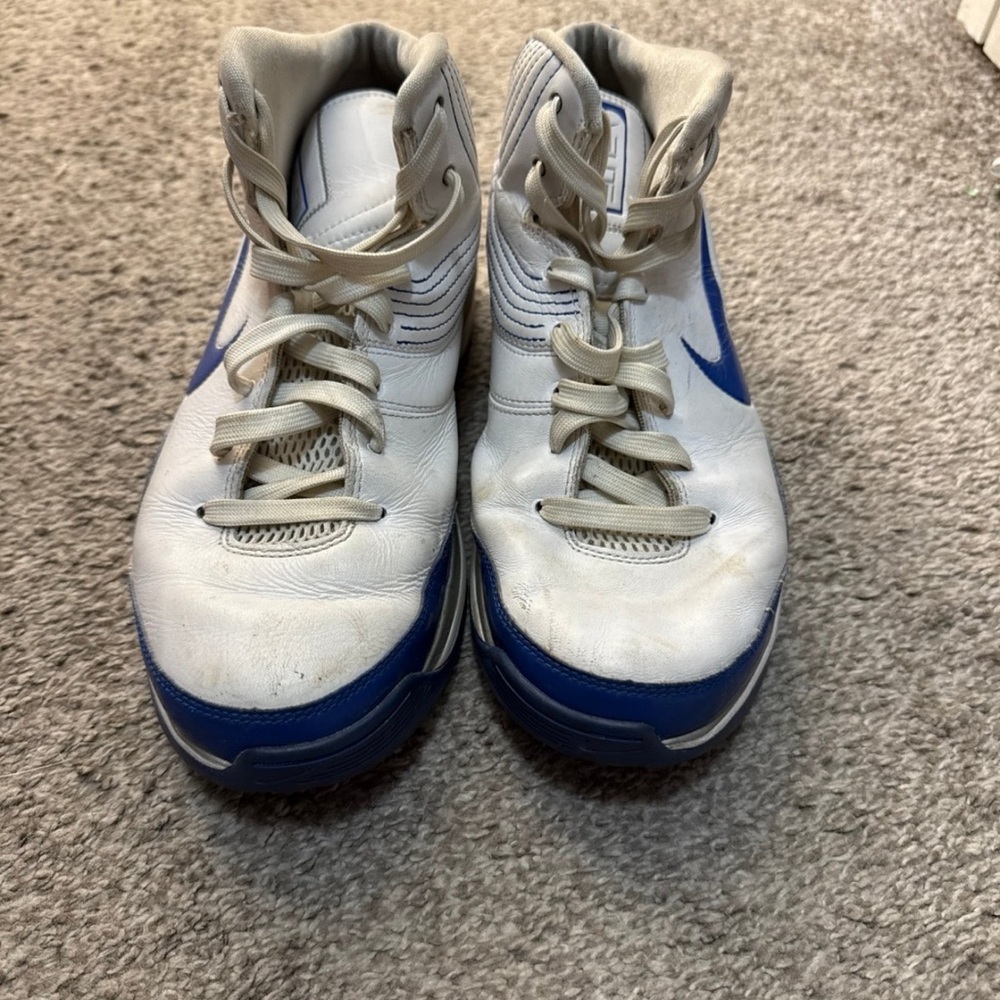 White and Blue High-Top Sneakers